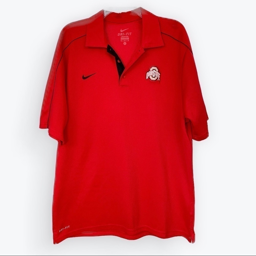 Nike Dry Fit Ohio State Buckeye Red and black short sleeve polo shirt medium‍‍‍‍